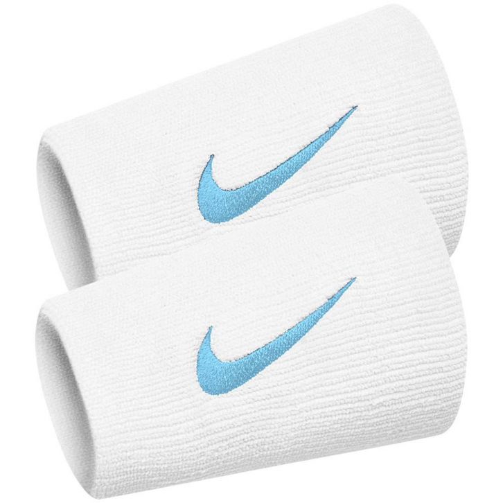 storting kruising Vergadering Nike Wit / Blauw Doublewide Wristbands x 2 - Tennisdeals